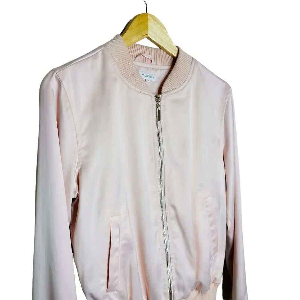 Mistress Rocks Boss Lady Pink Satin Bomber Jacket Size Small - Picture 5 of 14